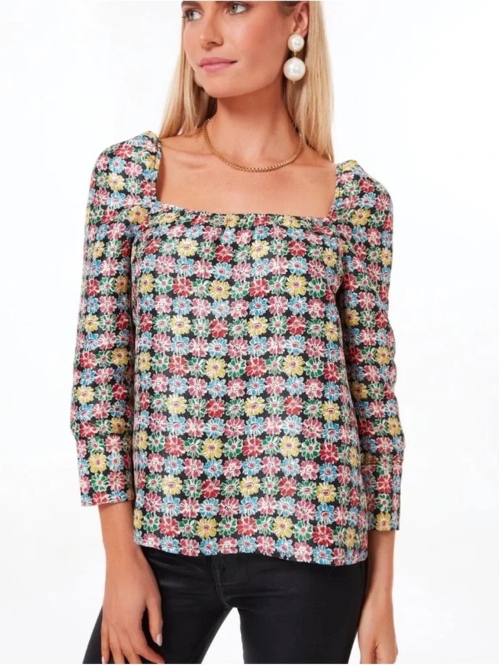 Tuckernuck Emilie Punchy Jacquard Blouse Size XL NEW NWT